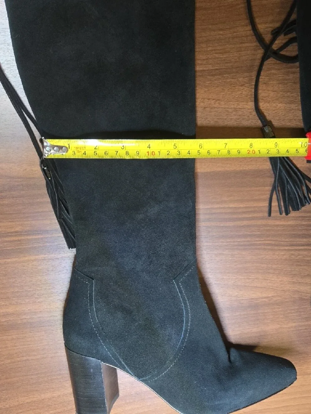 Karl Lagerfeld Black Suede Over-the-Knee Tassel Boots